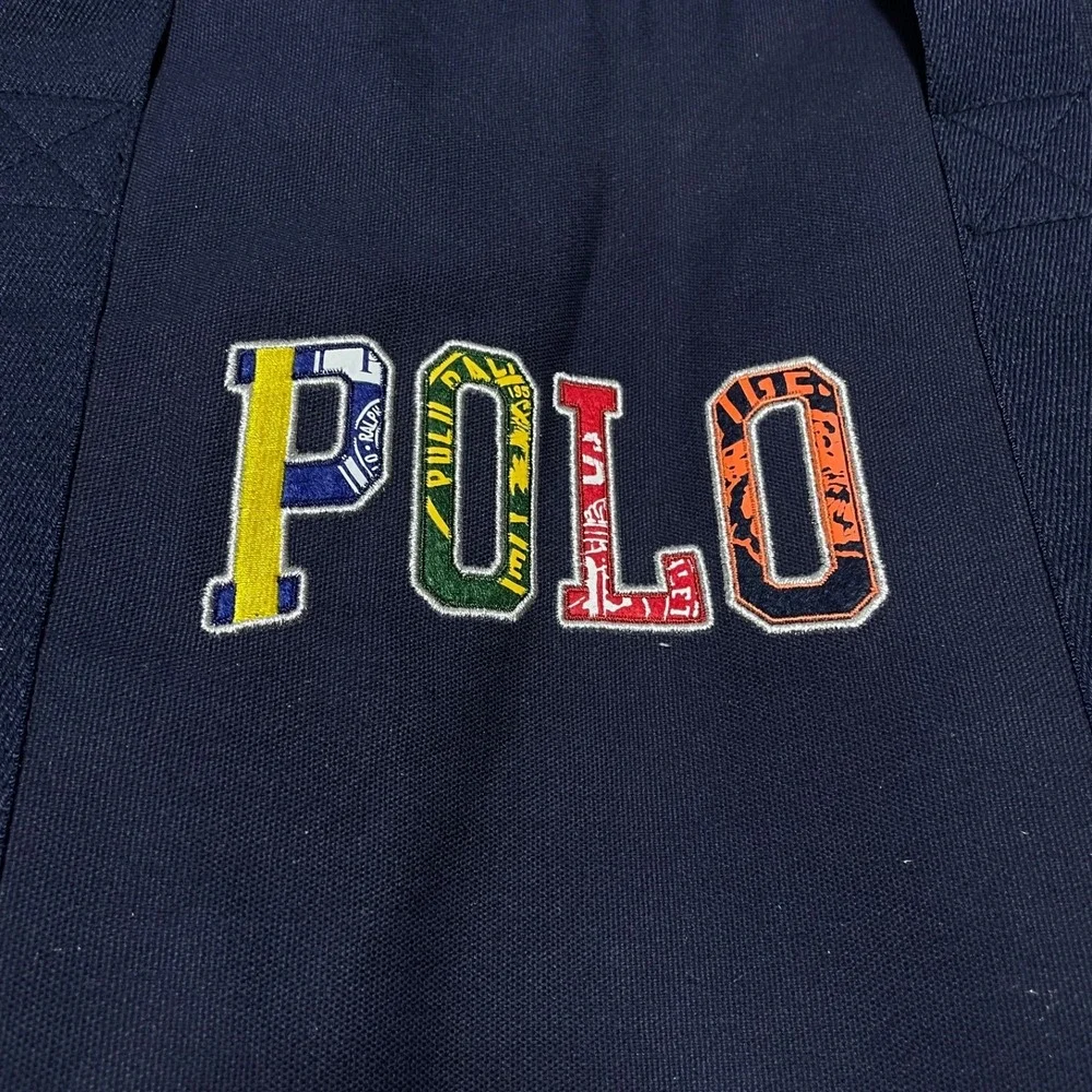 Polo Ralph Lauren Duffle Bag Navy Blue Canvas Gym Travel POLO Patch